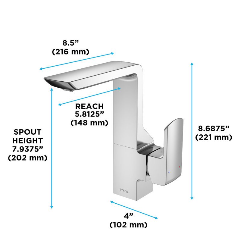 TOTO® GR Series 1.2 GPM Single Side Handle Bathroom Sink Faucet with COMFORT GLIDE Technology and Drain Assembly, Polished Chrome