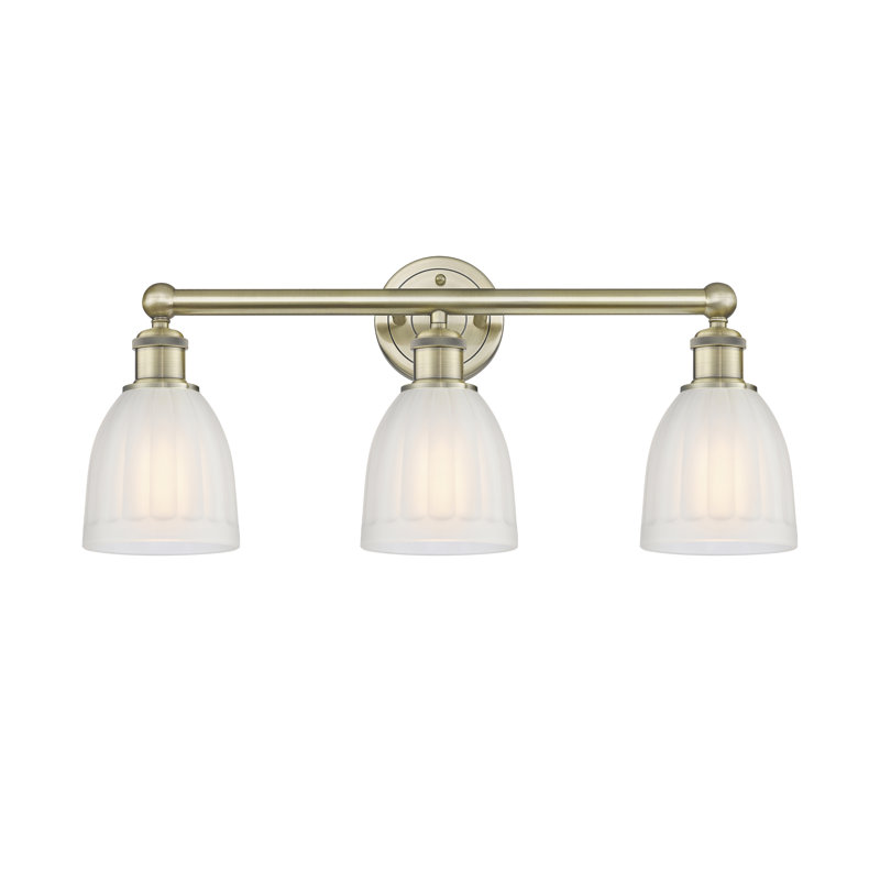 Éclairage pour meuble-lavabo de salle de bain 3 lumières 23,75 pouces Radegonde, Blanc, Laiton antique