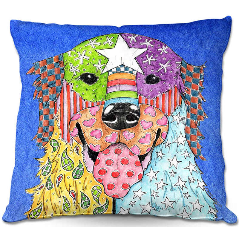 Coussin Couch Retriever Dog, 16 po x 1 po, Bleu