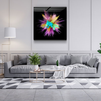Élégante peinture décorative en verre trempé, 40 x 40 po | 100% verre trempé, épaisseur: 0,16 pouce | Impression UV pour des couleurs éclatantes et une durabilité | Parfait pour la décoration intérieure et les amateurs d'art