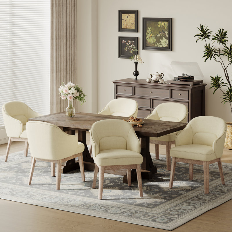 Chaise rembourrée moderne avec pieds en bois, Beige