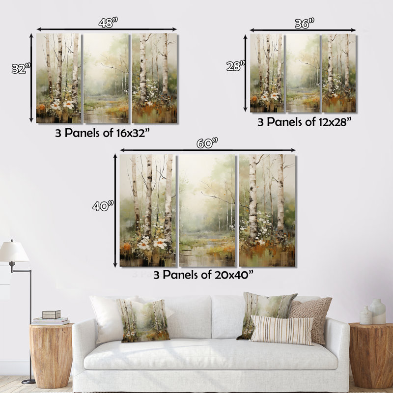 " Minimalism Forest Woods II " 3 - Pieces, 28" H x 36" W x 1" D