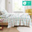 Drap en flanelle 100% coton simple TG dans un motif d'arbres de vacances blanc, drap-housse entièrement élastiqué, variété d'imprimés, avec housse plate et taie d'oreiller avec arbres imprimés