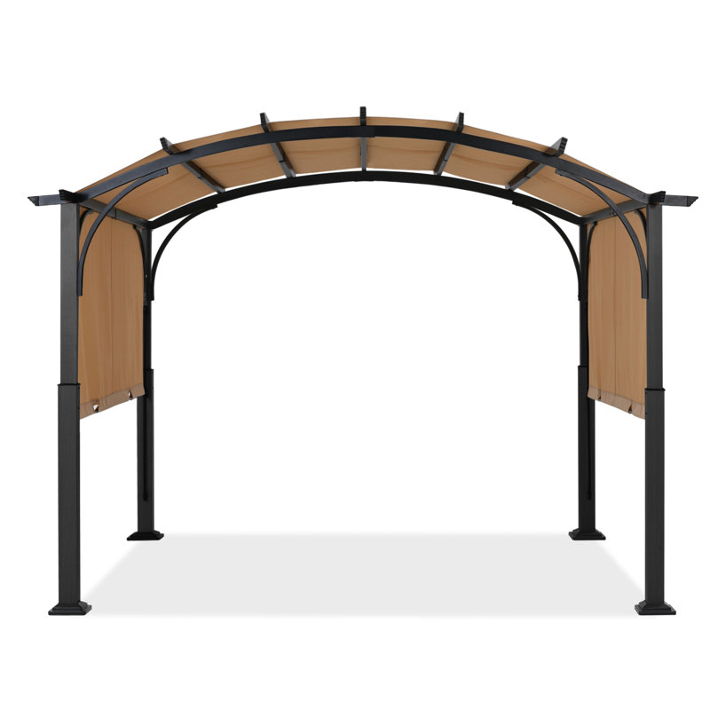 Steel Pergola with Canopy The Pergolas Group, Beige, 94" H x 118" W x 118" D