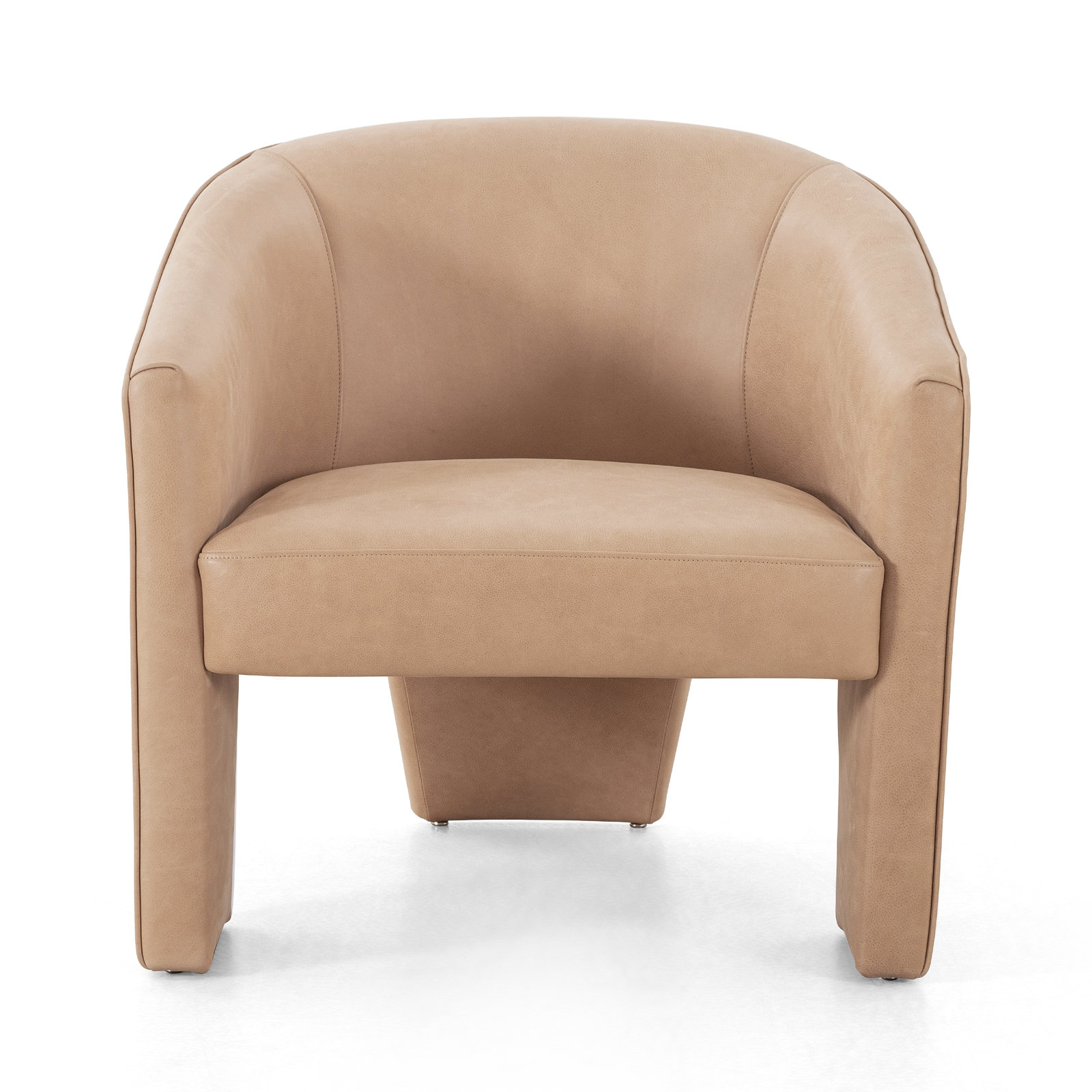 Brayson Upholstered Barrel Chair, Palermo Nude Genuine Leather