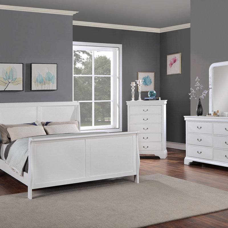 Moderne 1Pc lit chambre à coucher lit-bateau tête de lit design contreplaqué 1pc (lit), Grand lit, Blanc