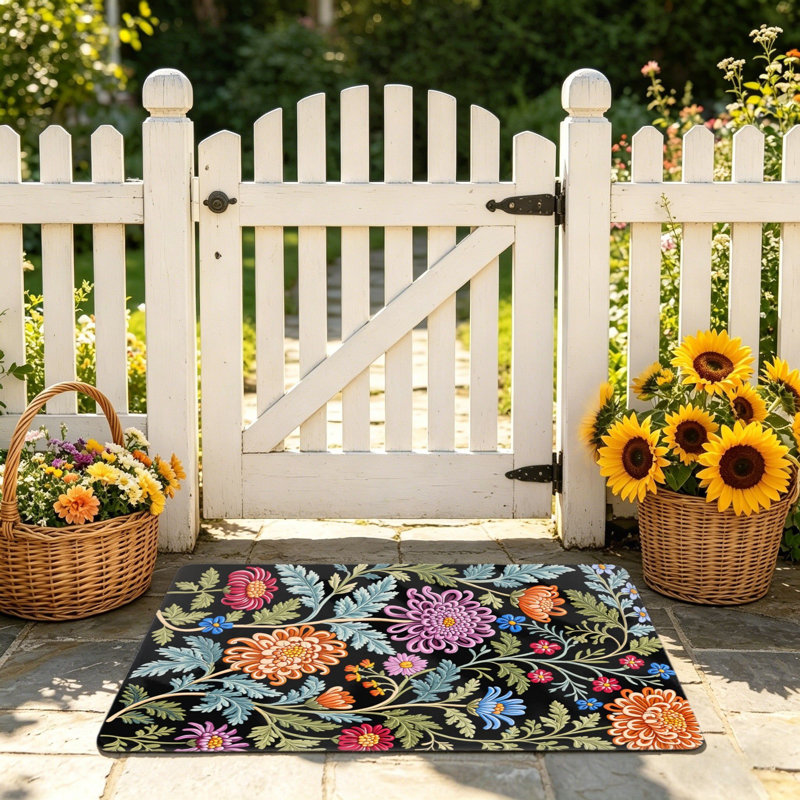 Multicolore 24 po x 36 po, tapis de sol brodé pour l'extérieur et l'intérieur