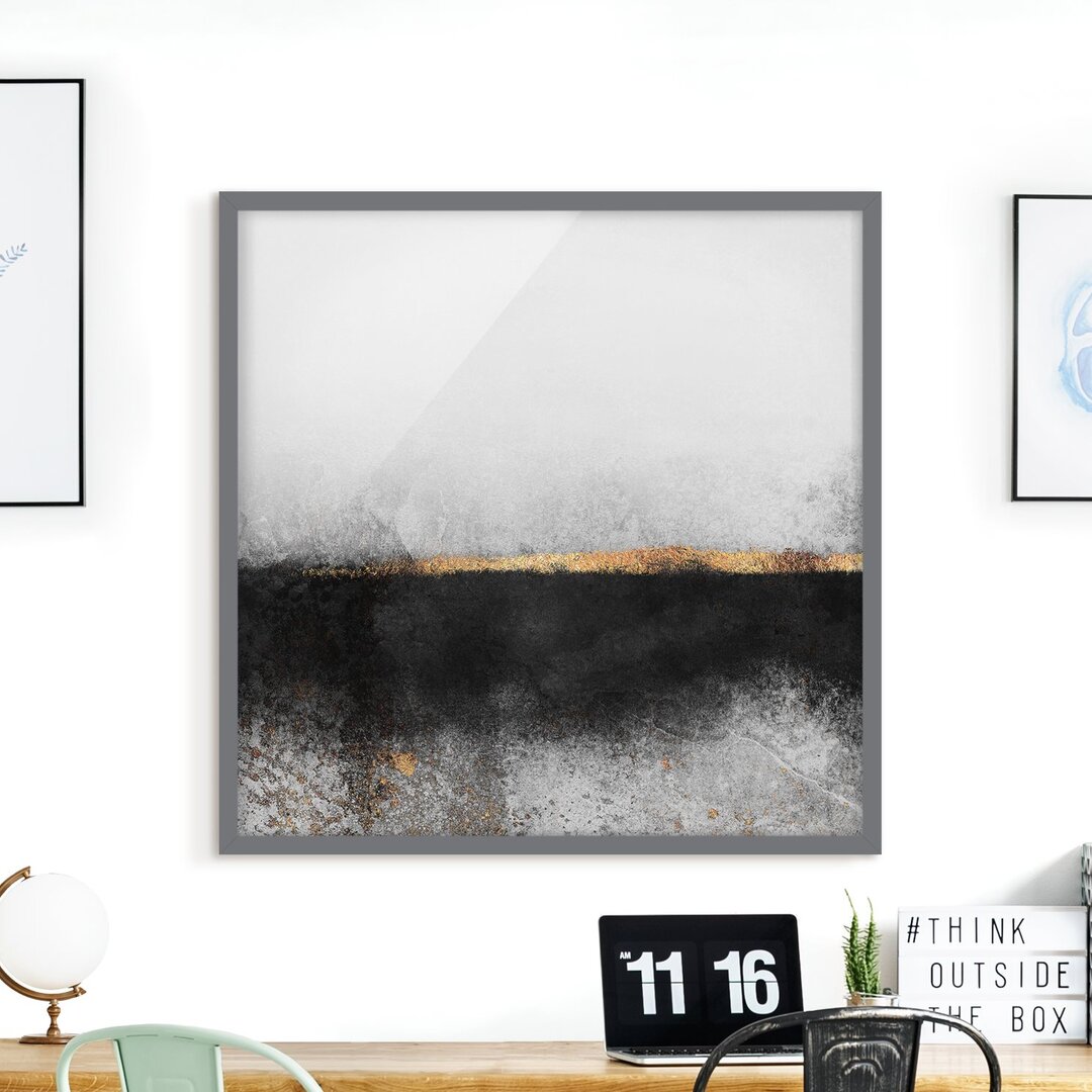 Gerahmtes Poster Abstract Golden Horizon