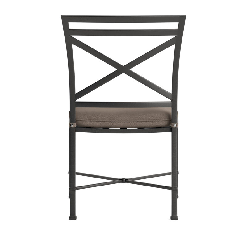 Venetian Outdoor Dining Side Chair, Fusion Natural, Textured Pewter, Tan