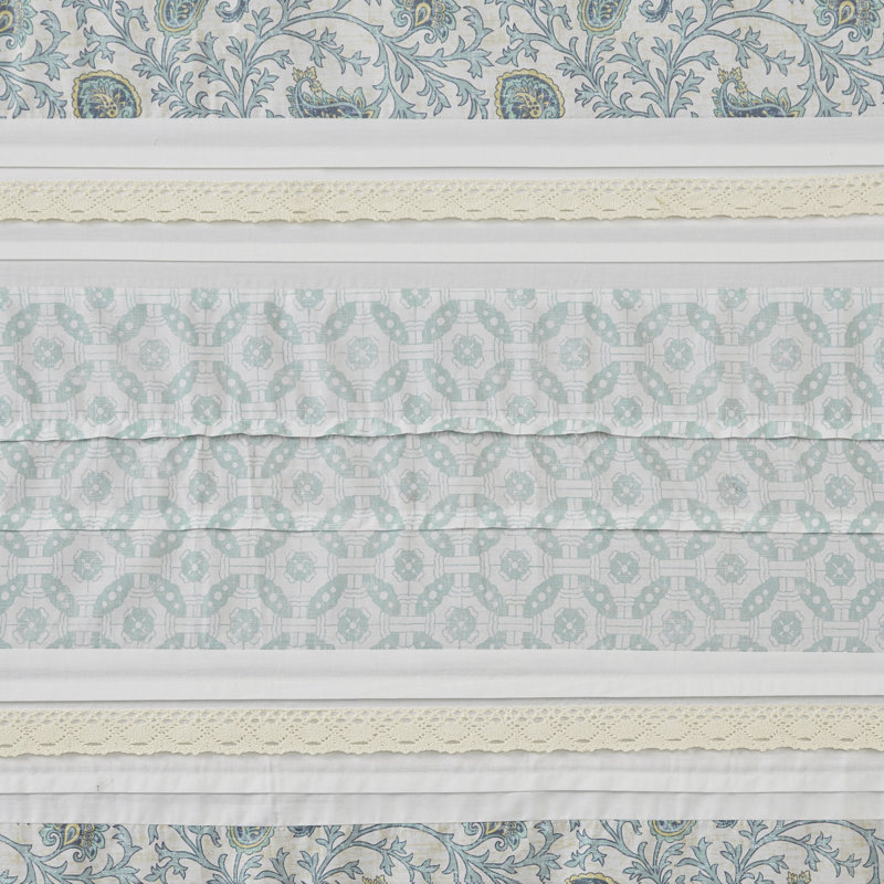 Blue and White Paisley Cotton Shower Curtain