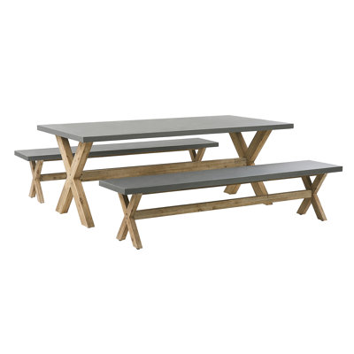 Valladares 6 - Person Acacia Wood Patio Dining Set with Rectangular Table , Cushions Included
