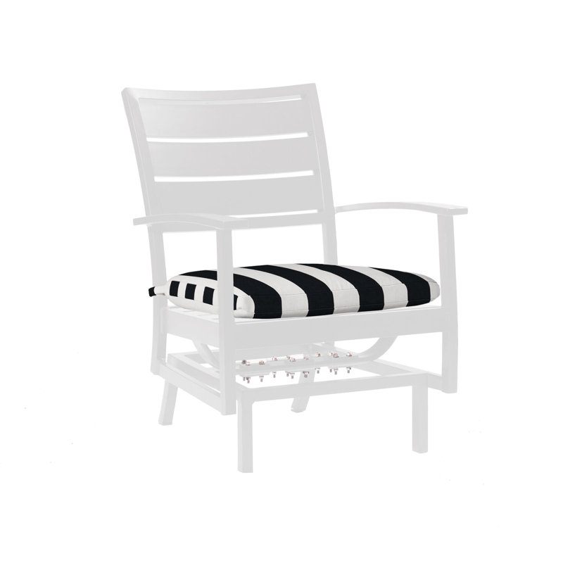 Charleston Aluminum Patio Lounge Chair with Cushions, Oyster, Cabana Stripe Midnight