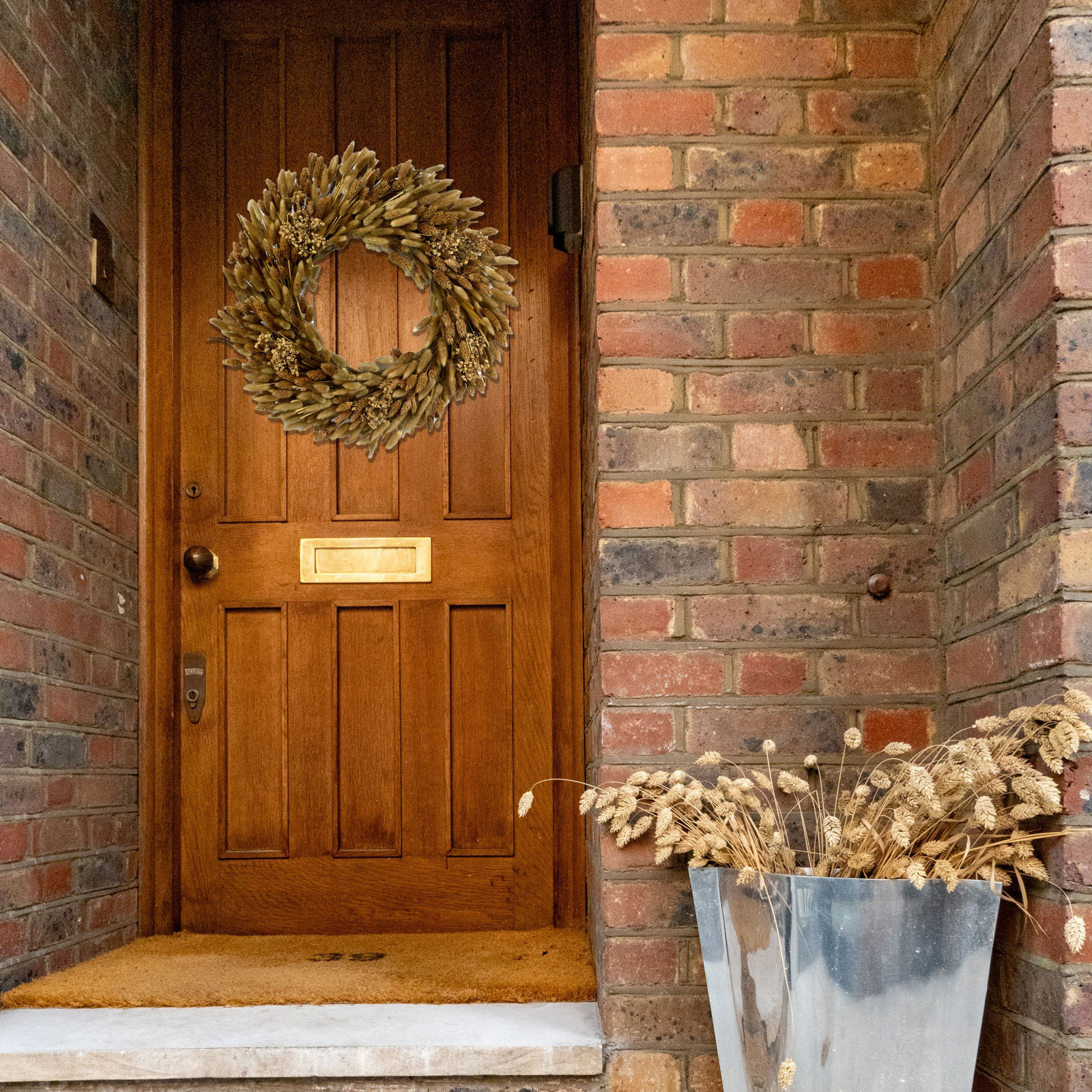 21'' Preserved Wheat Fall Wreath, Brown