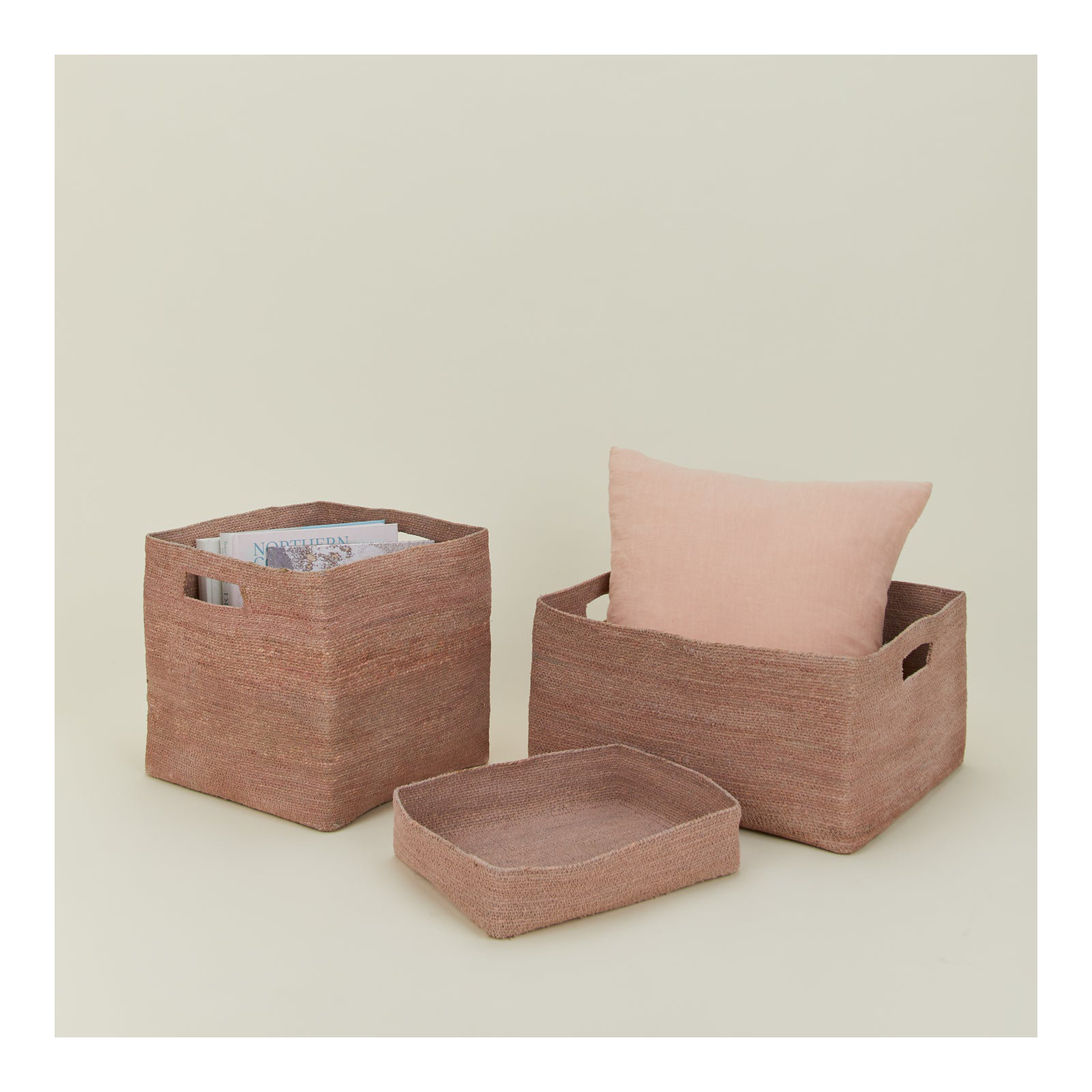 Essential Laundry Basket with Handles, Blush, 12" H x 13" W x 13" D