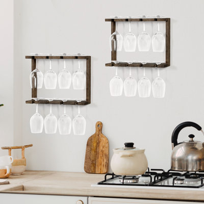 Ensemble de 2 porte-verres à vin mural brûlé