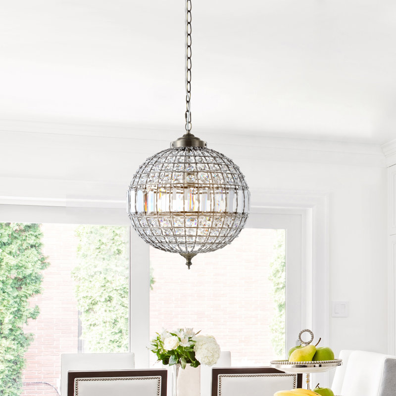 Luminaire suspendu sphère simple à 1 lumière Tatianna, H 19 po x l 16 po x P 16 po