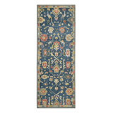 Bristol Hand Knotted Wool Area Rug in Blue; Rust; Grey; Yellow; Ivory