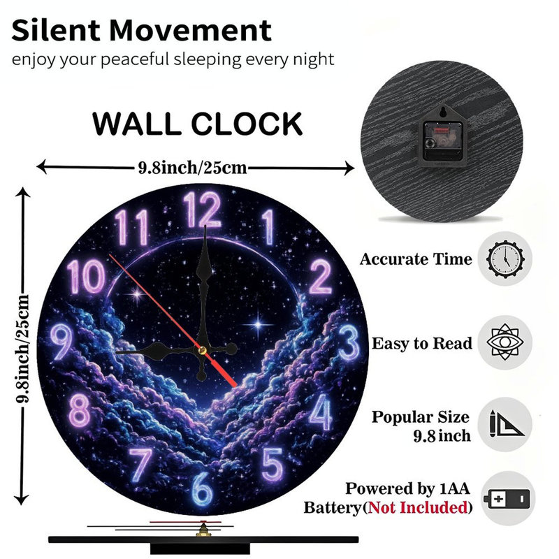 Horloge galaxie avec nuages nébuleux