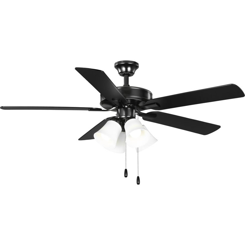 52'' Ceiling Fan with Light Kit, Matte Black