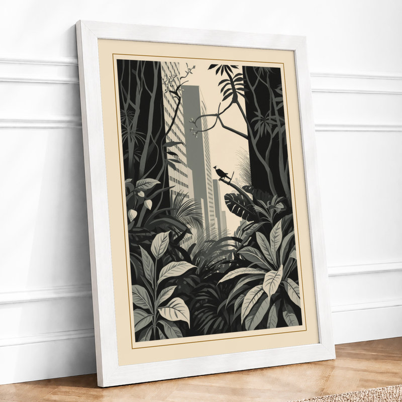 Jungle Interior Botanical - Framed Print, A2 - 59.4 x 42.0 cm, White