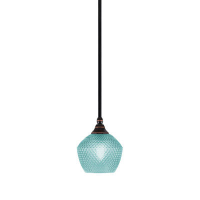 Mini-luminaire suspendu suspendu au fini cuivre noir avec verre texturé de 6 po