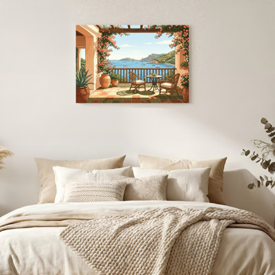 Art mural en toile Gallery Wrap pour le salon, la chambre à coucher, le bureau ou le vestibule - décoration murale décorative avec vue sur le balcon