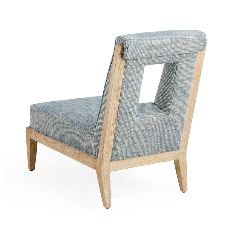 Cocteau Slipper Chair, Blue Polyester Blend, Natural