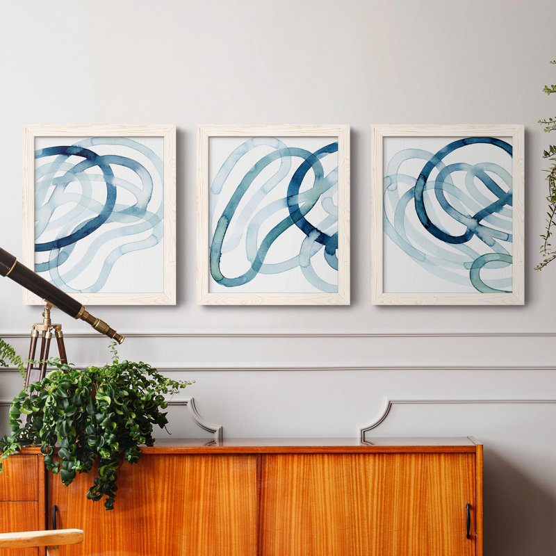 Lodge Pun III - Ensemble de 3 peintures sur toile encadrées, Blanc, H 20 po x l 51 po x P 1,5 po
