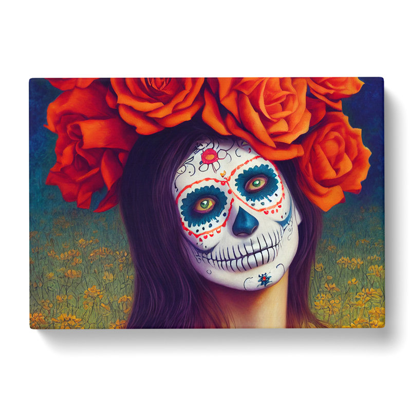 Sugar Skull Woman Vol.2 - Wrapped Canvas, 40cm H x 60cm W x 3cm D
