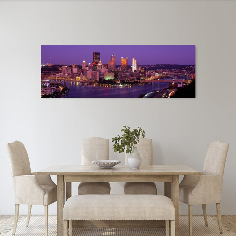 Dusk Pittsburgh PA USA 1 Piece Wrapped Canvas Panoramic Wall Art, 50.8 cm H x 152.4 cm W