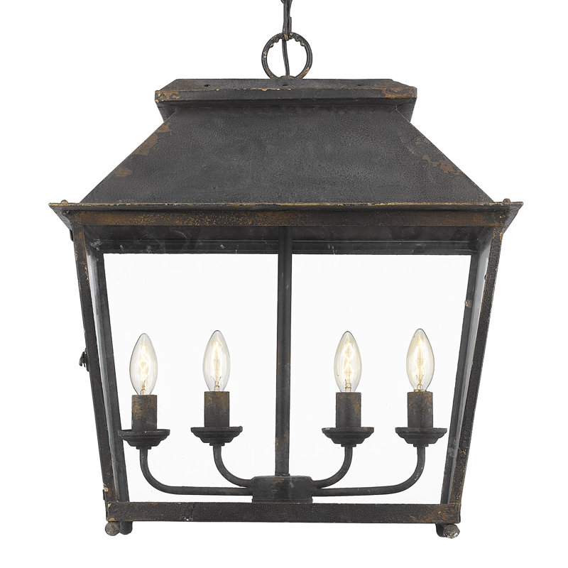 Lustre géométrique à 4 lumières Aimee-Grace, Fer noir antique