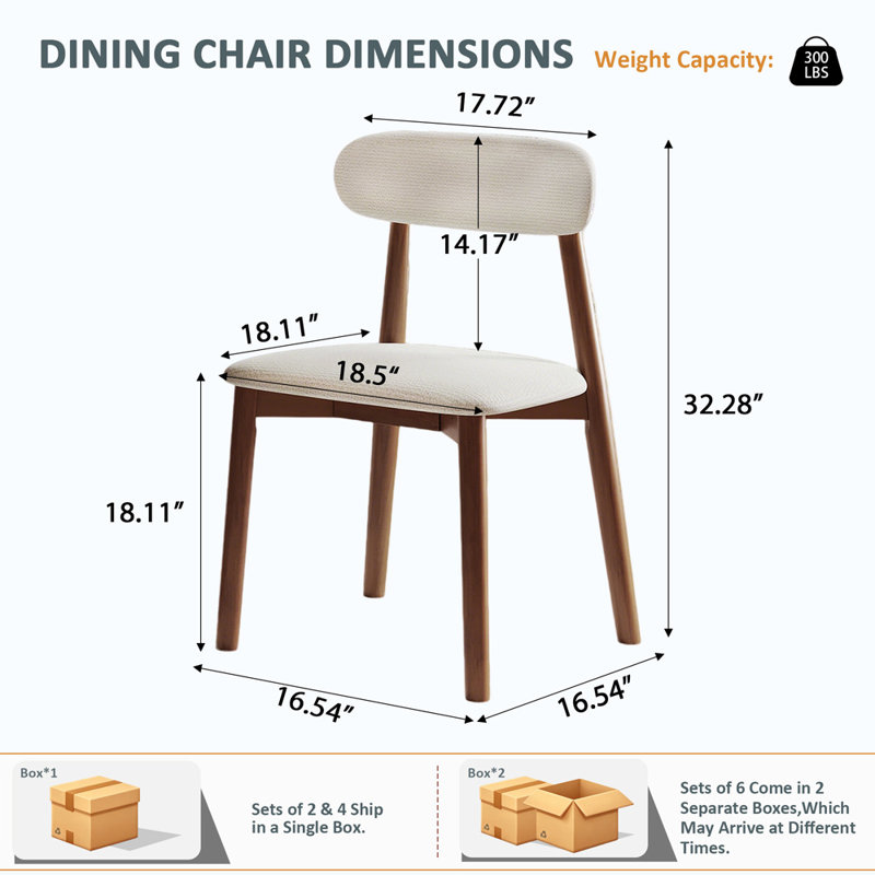 Chaises de salle à manger en bois massif recouvertes de tissu (paquet de 2)