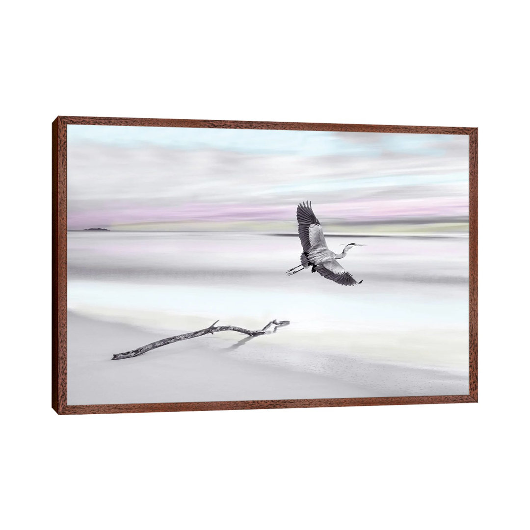 Great Blue Heron At Ocean Beach With Spot Color von Laura D Young - Galerie-umwickelte Leinwand Giclée auf Leinwand