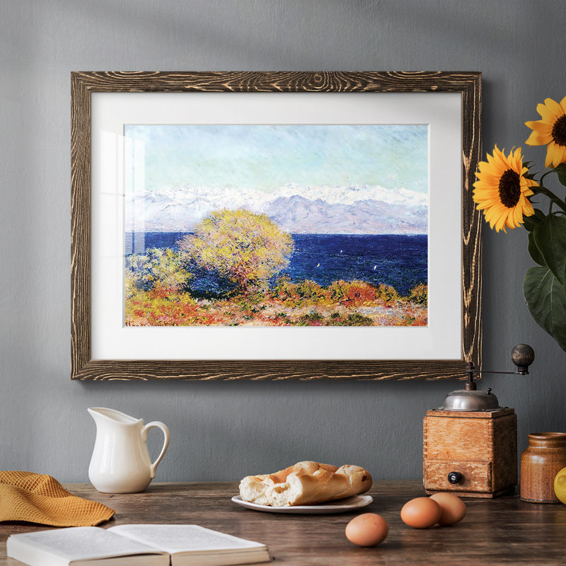 Vue du Cap d'Antibes, 1888, reproduction d'art sur papier, Noyer, H 18 po x l 26 po