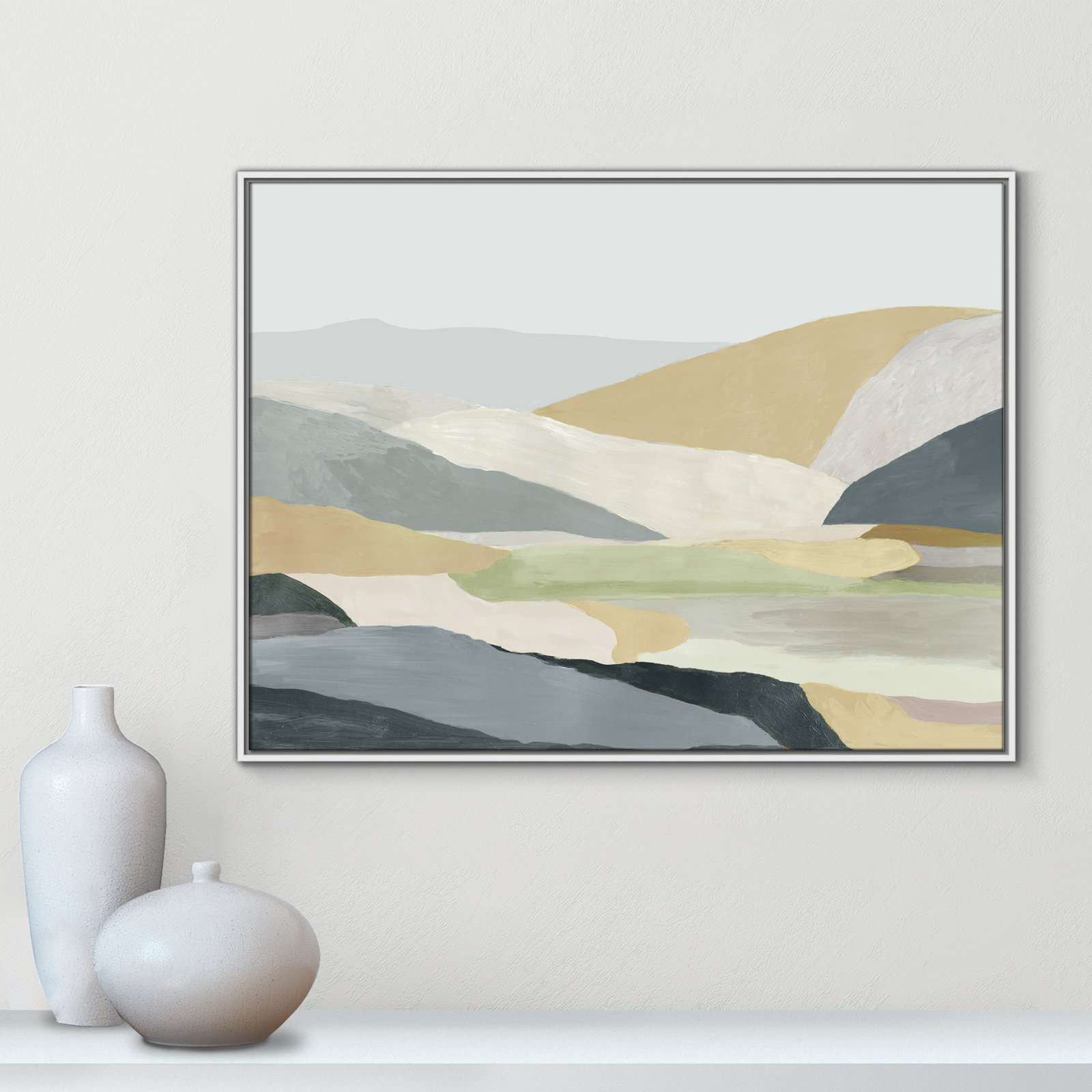 Blair "Warm Hills I" Painting, White Canvas , 31.5" H x 41.5" W x 2" D