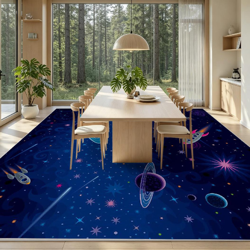 Tapis d'intérieur clair Rocket Cosmic Space Rocket, Rectangle 79 po x 118 po