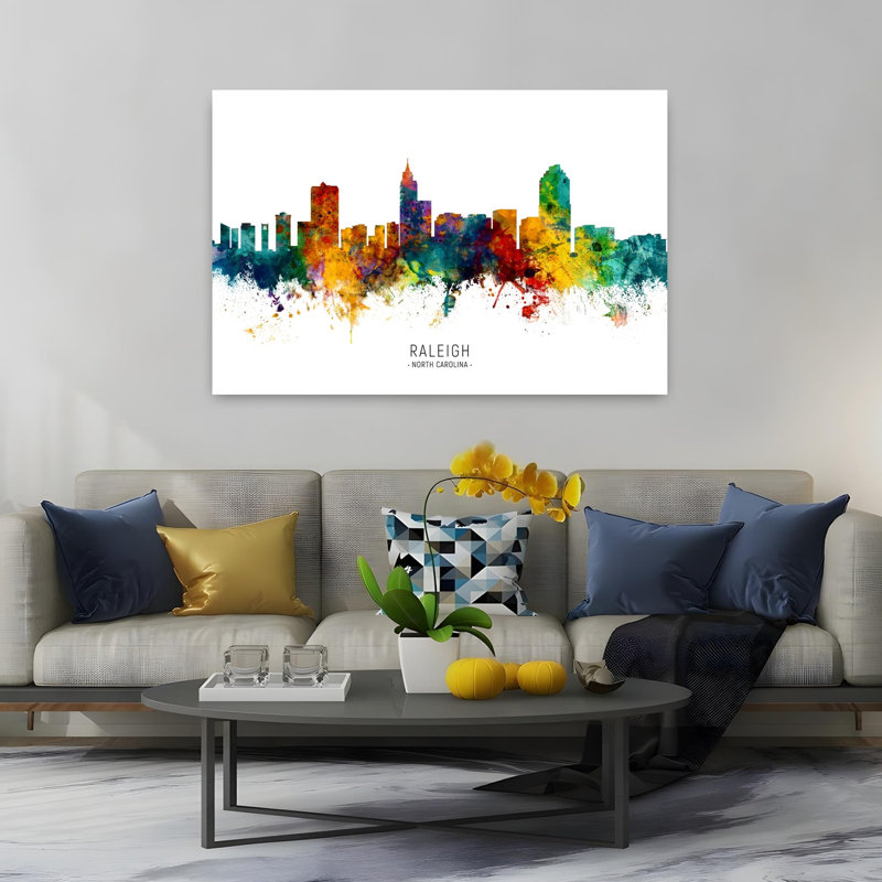Art mural d'art urbain abstrait de la ville de Raleigh, H 40 po x l 60 po