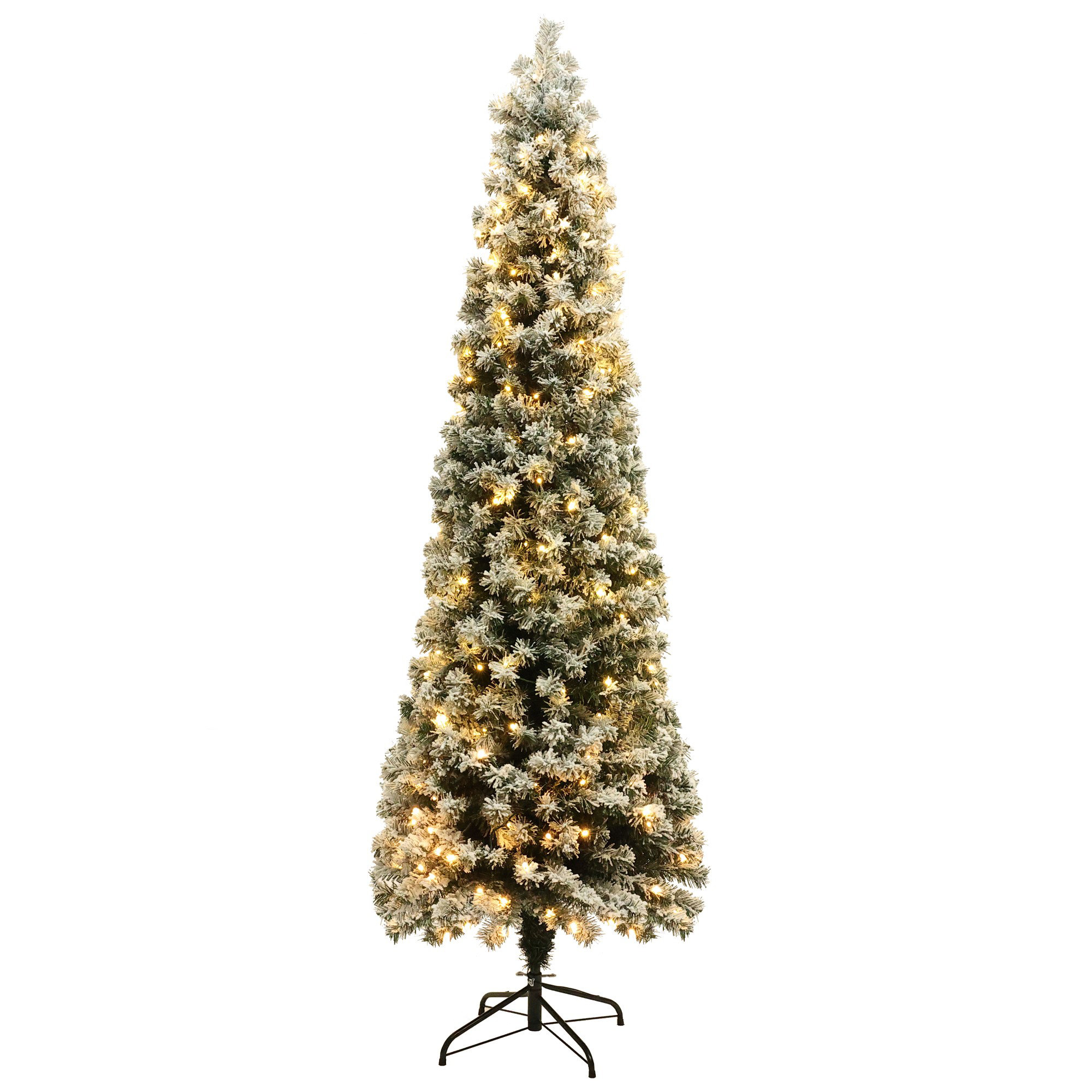 The Holiday Aisle® Snowflocked 7' Lighted Slim Fir Christmas Tree