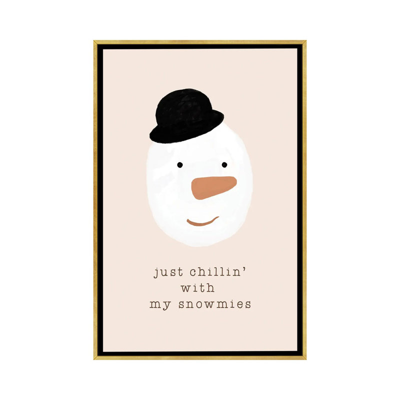«Chilling with My Snowmies» par Orara Studio - reproduction d'art, H 48 po x l 32 po x P 1,5 po, Toile encadrée d'or