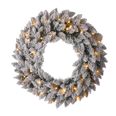 Heyder 24" Frosted Pre-Lit Wreath