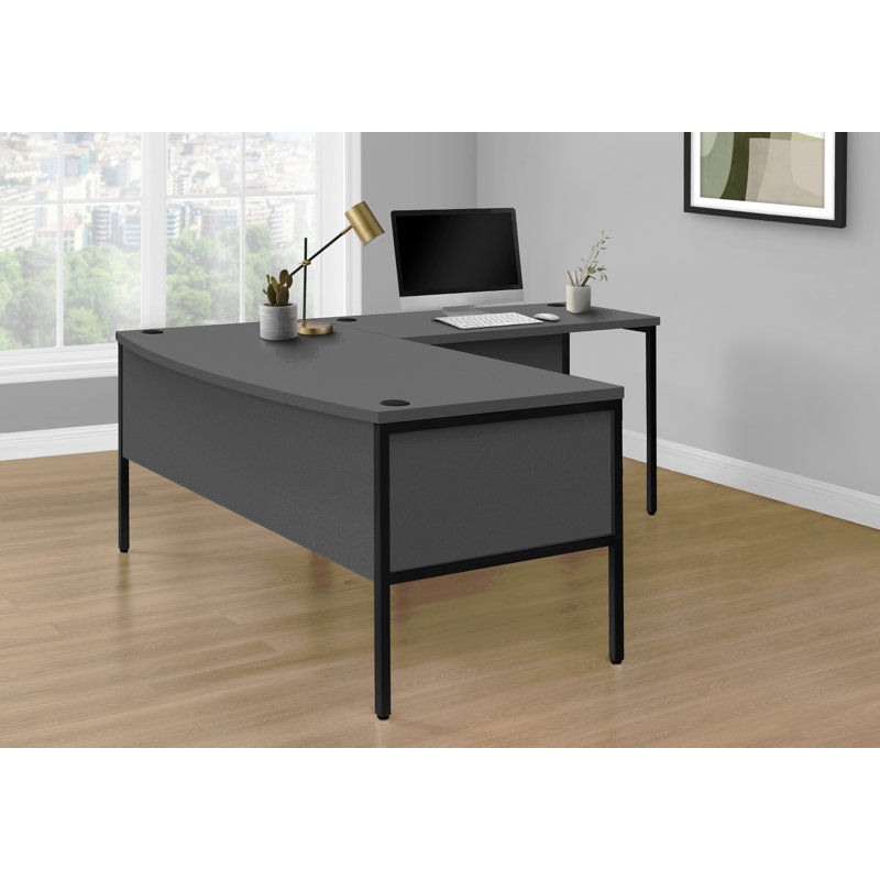 Bureau d'ordinateur, L 48 po, travail, bureau à domicile, qualité commerciale, stratifié, métal, contemporain, moderne, Gris