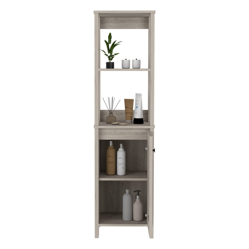 Arctic Linen Cabinet, With Four Shelves, Single Door Cabinet, Beige