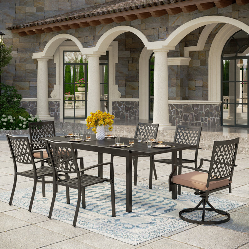 Armisha 6 - Person Patio Dining Set with Rectangular Table , Cushions Included