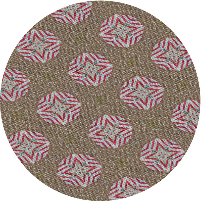Tapis brun / rose Power Loom, Rond 6 pi