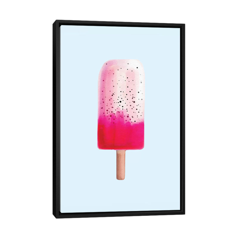 «Dragon Fruit Popsicle», impression sur toile tendue, H 26 po x l 18 po x P 1,5 po, Toile avec cadre noir, Pas de tapis