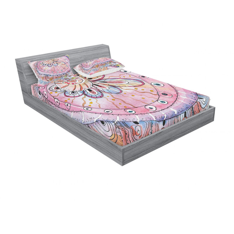 Ensemble de draps floral aquarelle effects, Ensemble de drap pour grand lit avec drap-housse