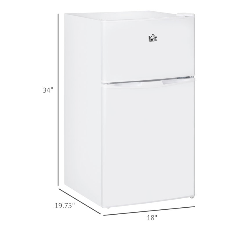 HomCom 3.2 Cubic Feet Portable Freestanding Mini Fridge with Freezer, White