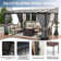 Modern Outdoor Slant-Top Hardtop Gazebo With Black Metal Frame And Curtains