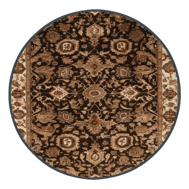 Tapis brun lavable à la machine, Rond 8 pi
