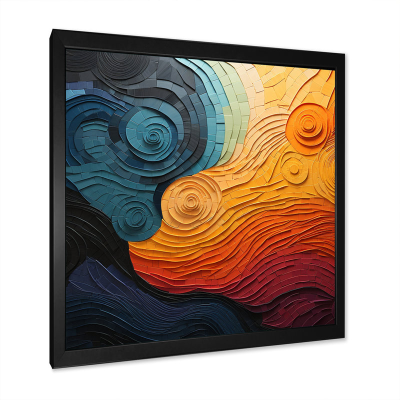 «Teal Orange Op Rhythmic Illusion II», reproduction, Cadre simple noir, H 24 po x l 24 po x P 1 po